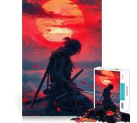 Puzzle 1000 pièces Samouraï Guerrier au Coucher du Soleil pour Adolescents, Wise Think Toy, Gentle Leisure, Tight Cut, Liste de souhaits du Père Noël (38x52cm)