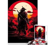 Puzzle 1000 pièces Samouraï Japonais au Coucher du Soleil Décoration intérieure Jouet Idée Cadeau Jeu Pratique et Anti-Stress Dimensions 38x52cm