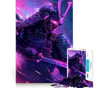 Puzzle 1000 pièces Samouraï néon Rose pour Adolescents Puzzle Facile à Assembler et à découper pour Les vœux du Père Noël (38x26cm)