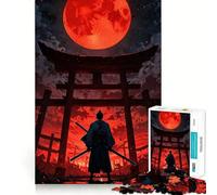 Puzzle 1000 pièces Samouraï sous la Lune de Sang pour Adultes renforcez Votre mémoire, détendez-Vous et amusez-Vous ! Qualité supérieure, Cadeau élégant (50x75cm)
