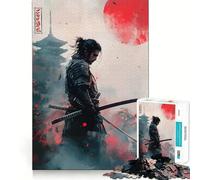 Puzzle 1000 pièces Samouraï sous la Lune Rouge pour Adolescents, Jeu de réflexion, Moment de détente, découpe Premium, Cadeau Artistique (50x75cm)