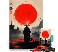 Puzzle 1000 pièces Samouraï sous Le Soleil Rouge pour Adolescents, Un Casse-tête Relaxant et Amusant à Assembler (50x75cm), Un Cadeau touchant