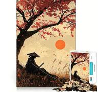 Puzzle 1000 pièces Samouraï sous Les cerisiers en Fleurs pour Adultes, Jouet Intelligent, Passe-Temps à la Maison, Bords Lisses, Objet de Collection (38x26cm)