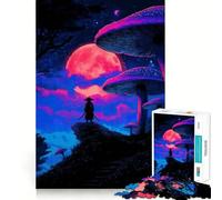 Puzzle 1000 pièces Samouraï sous Une Lune Rose pour Adolescents, Jeu d'entraînement cérébral, Moment de détente, Cadeau saisonnier (50x75cm)
