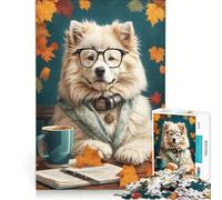 Puzzle 1000 pièces Samoyède Mignon à l'étude, décoration Murale, activités Amusantes à la Maison, Collection d'artistes, Beaux-Arts 38x52cm
