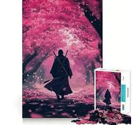 Puzzle 1000 pièces Samurai Cherry Blossom pour Adolescents Renforce la mémoire, Divertissement paisible, Bords de qualité, (38x52cm)