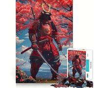 Puzzle 1000 pièces Samurai Cherry Blossom pour Adultes et Adolescents, Jeu intellectuel, à Partager à la Maison, qualité et découpe Classique (38x26cm)