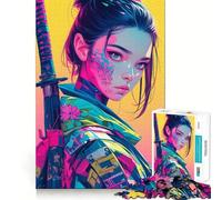 Puzzle 1000 pièces Samurai Cyberpunk Girl pour Adolescents, Jouet Mental Anti-Stress, découpe Premium, Cadeau Exquis (38x26cm)