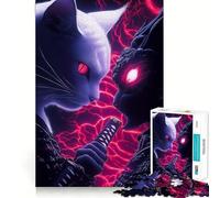 Puzzle 1000 pièces Samurai Devon Rex Cat Showdown Animal pour Adolescents, Jeu de logique Solide, Moment Serein, Bords Nets, Cadeau créatif (38x26cm)
