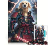 Puzzle 1000 pièces Samurai Golden Retriever pour Adultes Stimule la mémoire, détend et facilite la Concentration Découpe Lisse Cadeau d'anniversaire (38x52cm)