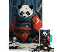 Puzzle 1000 pièces Samurai Panda dans la forêt enneigée pour Adultes Stimule la mémoire, soulage l'anxiété, Bords précis, Surprise de Noël (38x26cm)