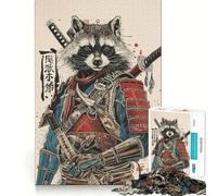 Puzzle 1000 pièces Samurai Raccoon Teenagers, Jeu de logique et de Stimulation, Divertissement d'intérieur, Bords de qualité supérieure, Cadeau mémorable (50x75cm)
