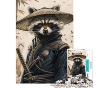 Puzzle 1000 pièces Samurai Raton Laveur pour Adolescents Jeu addictif pour développer la Patience Casse-tête Difficile Cadeau d'anniversaire (Dimensions 38x26cm)