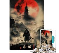 Puzzle 1000 pièces Samurai Solitude Lune Rouge pour Adultes Jeux et décorations à Domicile à partir de 14 Ans (38x52cm)