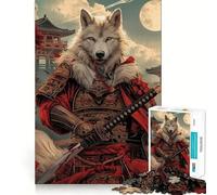 Puzzle 1000 pièces Samurai Wolf Guerrier Blanc pour Adolescents Jeu de logique et de Train Anti-Stress Découpe Lisse Cadeau mémorable (50x75cm)