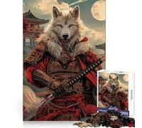 Puzzle 1000 pièces Samurai Wolf Guerrier Blanc pour Adolescents Jeu de logique et de Train Anti-Stress Découpe Lisse Cadeau mémorable (50x75cm)