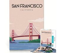 Puzzle 1000 pièces San Francisco Travel Poste Flawless Fit Art Thinking Skill Game Repos Time Play Christmas Art Gift (38x26cm)
