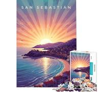 Puzzle 1000 pièces San Sebastián Paysage Urbain côtier au Coucher du Soleil Puzzle 1000 pièces Décoration intérieure Jouets mais Aussi Casse-tête Amusant et Humoristique Jeux de réflexion en Famille