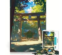 Puzzle 1000 pièces Sanctuaire Meiji Sérénité Découpe précise Jeu d'art et de compétences cognitives Loisirs Amusants Cadeau apaisant de Noël (38x26cm)