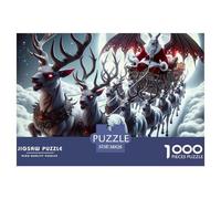 Puzzle 1000 Pièces Santa Chauves-Souris, Rennes Sombres Créatures Ailées Nuages, Défi Puzzle, Idée Cadeau Hommes Femmes Adultes 38x26cm