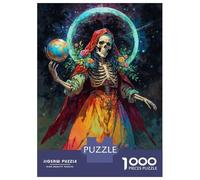 Puzzle 1000 Pièces Santa Muerte with Globe and Flowers pour Adolescents - Jeu De Réflexion - Cadeaux pour Femmes - Idées Cadeaux Uniques pour Un Anniversaire Ou Noël 70x50cm/1000pcs