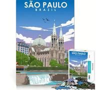 Puzzle 1000 pièces Sao Paulo Brésil Poster Assemblage Parfait Art Défi Mental Jouet Jeu de détente Jeu Amusant Cadeau d'anniversaire Amusant (38x26cm)