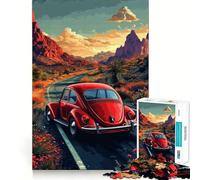 Puzzle 1000 pièces Scarabée Rouge sur Route désertique pour Adolescents Jeu de logique, détente et Divertissement, découpe précise, Cadeau Artistique (50x75cm)