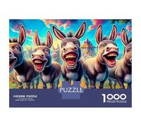 Puzzle 1000 pièces « Scène de charrette à âne » avec Trois ânes rieurs. Jeu éducatif pour Adultes. Décoration élégante et stimulante. Idéal comme Cadeau d'anniversaire. 38 x 26 cm / 1000 pièces.