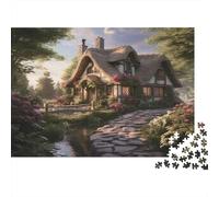 Puzzle 1000 Pièces Scène de Chaumière Féerique | Chaumière dans Les Bois | Carton Recyclé | pour Collectionneurs | Pleine Conscience et Détente 52x38cm