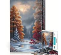 Puzzle 1000 pièces Scène de forêt d'hiver Jeu de Construction Focus Zero Lap Activité gratifiante pour Les Jours de Pluie (50x75cm)