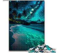 Puzzle 1000 pièces Scène de Plage Nocturne Puzzle 1000 pièces pour Adultes Interaction familiale et Cadeau Amusant, Design Abstrait Vibrant (Taille 50x75cm)