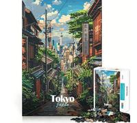 Puzzle 1000 pièces Scène de Rue de Tokyo Découpe soignée Décoration Jeu de logique et de Calme Décoration de Noël Cadeau (38x26cm)