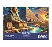 Puzzle 1000 pièces scène Nuit Ancienne égypte, idée Cadeau Adulte - Pyramide Sphinx égyptien très Difficile, décoration Murale, 70x50cm