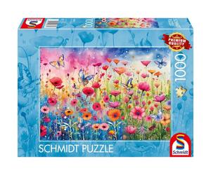 Puzzle 1000 pièces Schmidt Spiele Prairie de Coquelicots Aquarelle 69x49 cm Multicolore