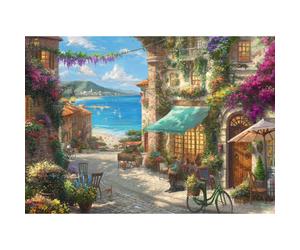 Puzzle 1000 pièces Schmidt Spiele Thomas Kinkade Café on the Italian Riviera 69,3 x 49,3 cm Couleurs vives