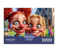 Puzzle 1000 pièces Selfie de Clowns - Portrait Drôle de Filles de Noël, Papier Recy ctivité & Idée Cadeau pour la Maison 52x38cm