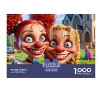 Puzzle 1000 pièces Selfie de Clowns - Portrait Drôle de Filles de Noël, Papier Recyclé, Jeu Familial Stimulant Détaillé 70x50cm