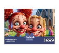 Puzzle 1000 pièces Selfie de Clowns - Portrait Drôle de Filles de Noël, Papier Recyclé, Jeu Familial Stimulant, Décoration & Cadeau 38x26cm