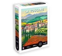 Puzzle 1000 pièces Sentosphère Calypto Paysage de la Toscane Cyan, toucher soyeux, impression 7 couleurs, format 68,5 x 48 cm
