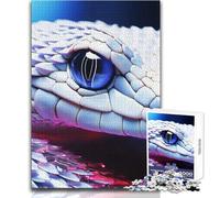 Puzzle 1000 pièces Serpent Blanc aux Yeux Bleus - Jeu éducatif, Analyse et logique - Idée Cadeau pour Un Père Noël Secret - Dimensions : 38x52cm