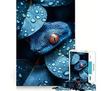 Puzzle 1000 pièces Serpent Bleu aux Yeux Orange Jeu d'articulation Fine et Amusant,Stimulant Le Cerveau,Moment de détente,Cadeau de Noël (50x75cm)