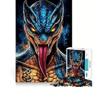 Puzzle 1000 pièces Serpent Bleu Monstre Décoration soignée,Casse-tête Cadeau,Jeu de Paix,Pièce d'art de Noël (38x26cm)