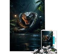 Puzzle 1000 pièces Serpent géant Vert émeraude Jeu Familial Défi cérébral et intellectuel Jouet addictif pour Les Jeux Cadeau d'anniversaire (Dimensions 38x26cm)