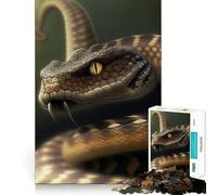 Puzzle 1000 pièces Serpent Noir,Jeu Parfait sur Les Bords,Jouet d'entraînement cérébral,Divertissement Relaxant,Cadeau de décoration d'anniversaire (38x26cm)