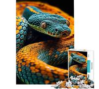 Puzzle 1000 pièces Serpent Orange et Vert Défi intellectuel Jouet addictif Jeu Impossible Anti-Stress Idée Cadeau (Dimensions 38x26cm)