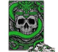 Puzzle 1000 pièces Serpent Vert et crâne Convient aux Enfants de 14 Ans et Plus Jeu éducatif pour Anniversaire et Noël 26x38cm
