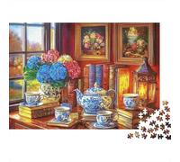 Puzzle 1000 pièces Service à thé Britannique pour Adultes Papier épais Décoration intérieure Thé d'après-midi Aquarelle Idée Cadeau 70x50cm/1000pcs