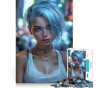 Puzzle 1000 pièces Sexy Cyberpunk City Girl pour Adolescents, Jeu de réflexion, Jouet Anti-Stress, découpe soignée, Cadeau Artistique 38x26cm
