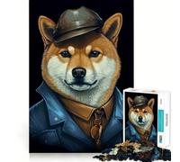 Puzzle 1000 pièces Shiba Inu à Collier Bleu,Assemblage Parfait,activité ludique et Intelligente,Jeu Amusant pour se détendre,Cadeau d'anniversaire (38x26cm)