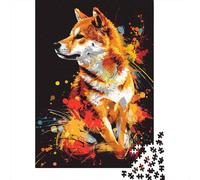 Puzzle 1000 pièces Shiba Inu Dog Art pour Adultes et Enfants Puzzles en Bois Jouets éducatifs Taille : 75 x 50 cm